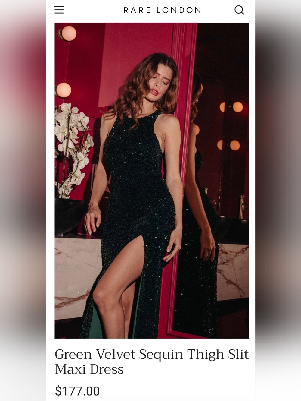 Emerald Green Sequin Velvet Gown